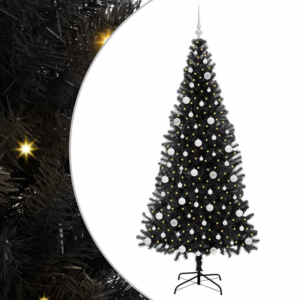 vidaXL Christmas Tree with 300 LEDs with Stand Black 210 cm PVC