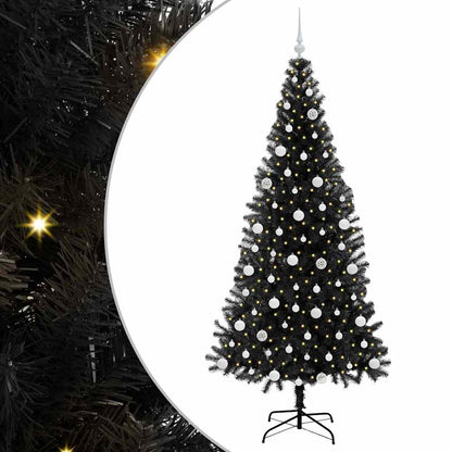 vidaXL Christmas Tree with 300 LEDs with Stand Black 210 cm PVC