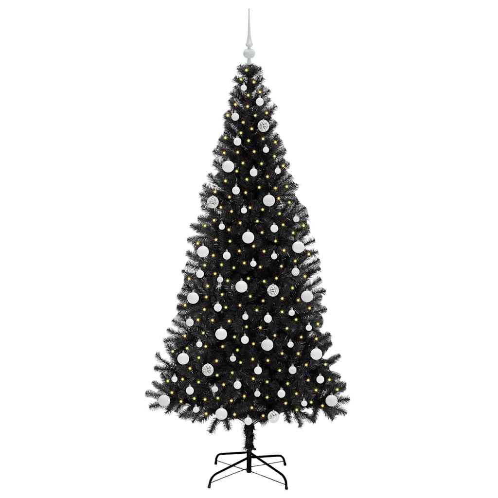 vidaXL Christmas Tree with 300 LEDs with Stand Black 210 cm PVC