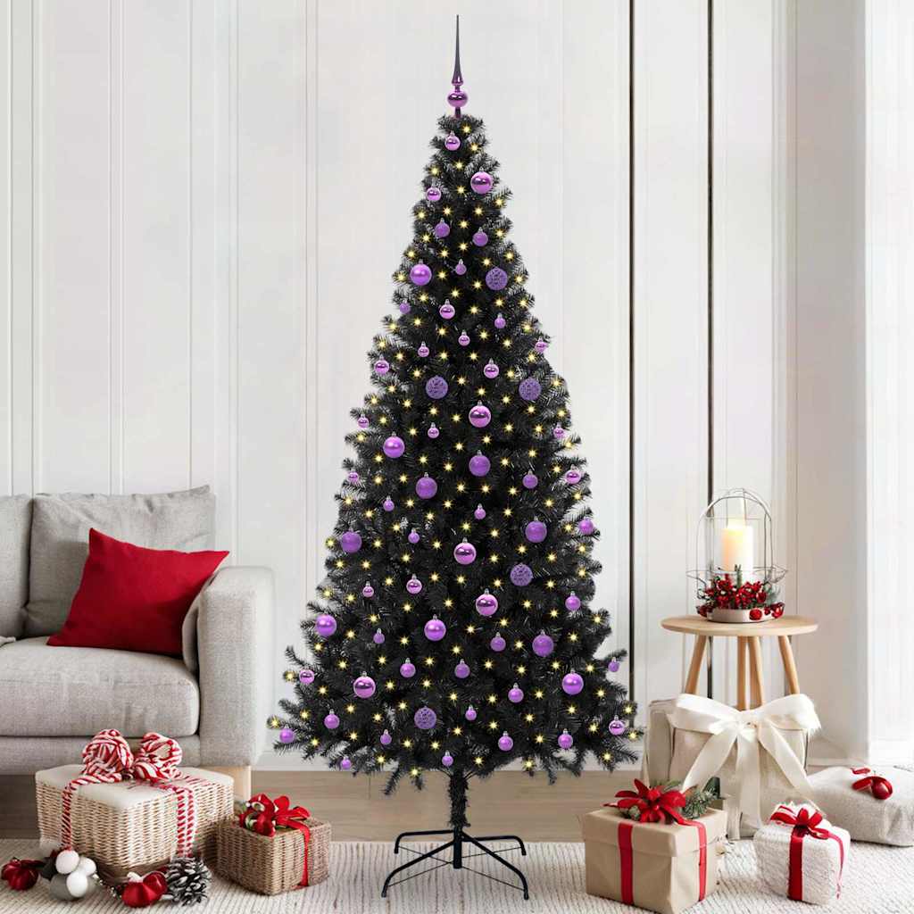 vidaXL Christmas Tree with 300 LEDs with Stand Black 210 cm PVC