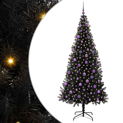 vidaXL Christmas Tree with 300 LEDs with Stand Black 210 cm PVC