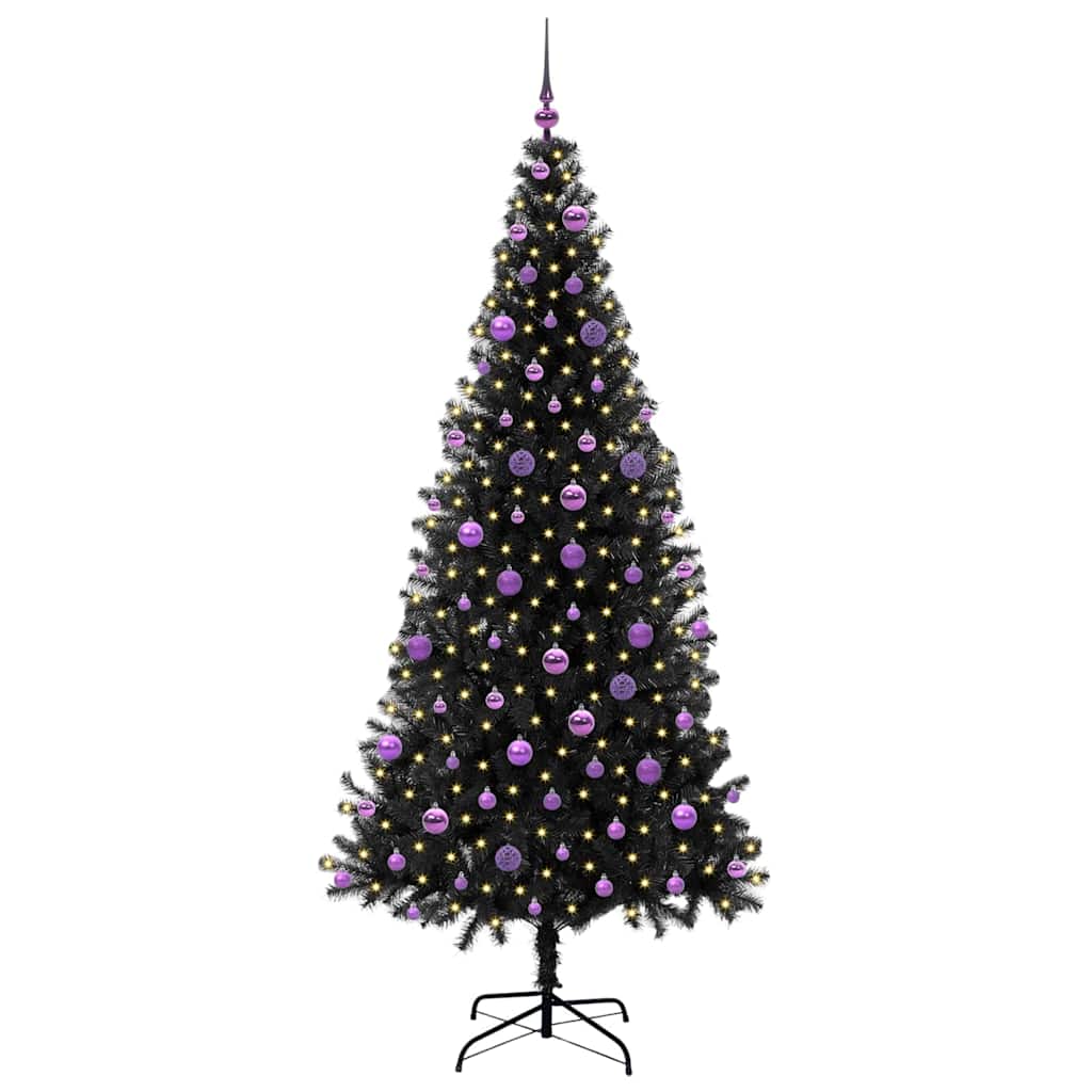 vidaXL Christmas Tree with 300 LEDs with Stand Black 210 cm PVC