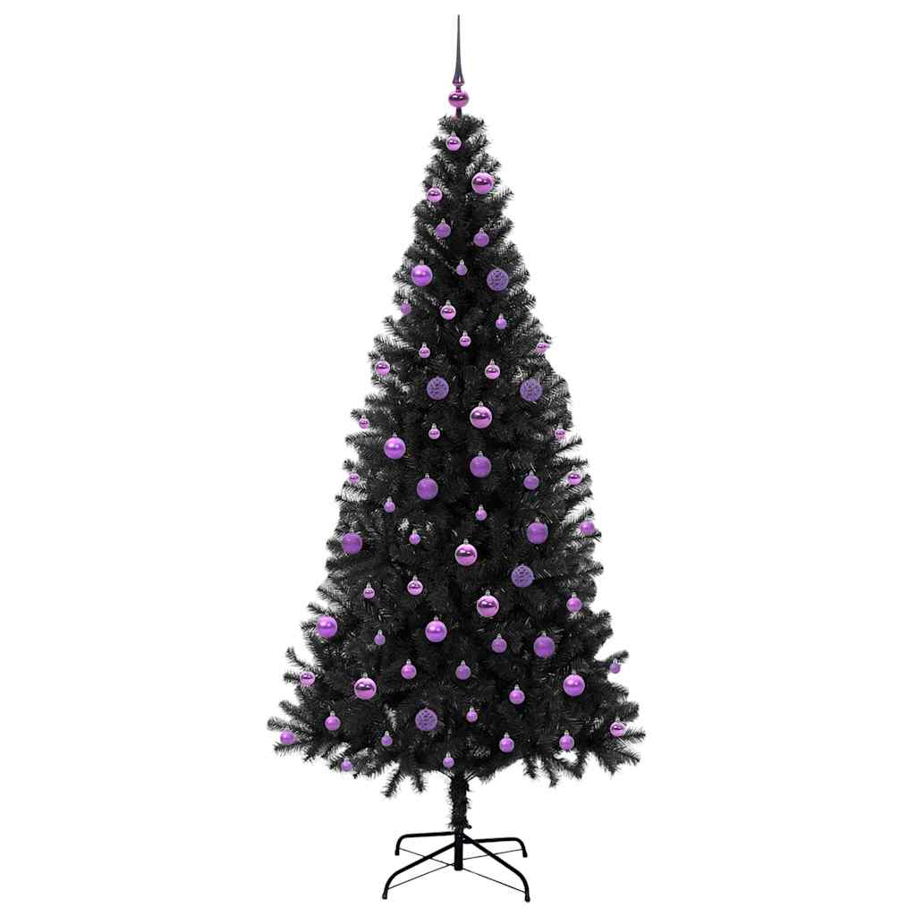 vidaXL Christmas Tree with 300 LEDs with Stand Black 210 cm PVC