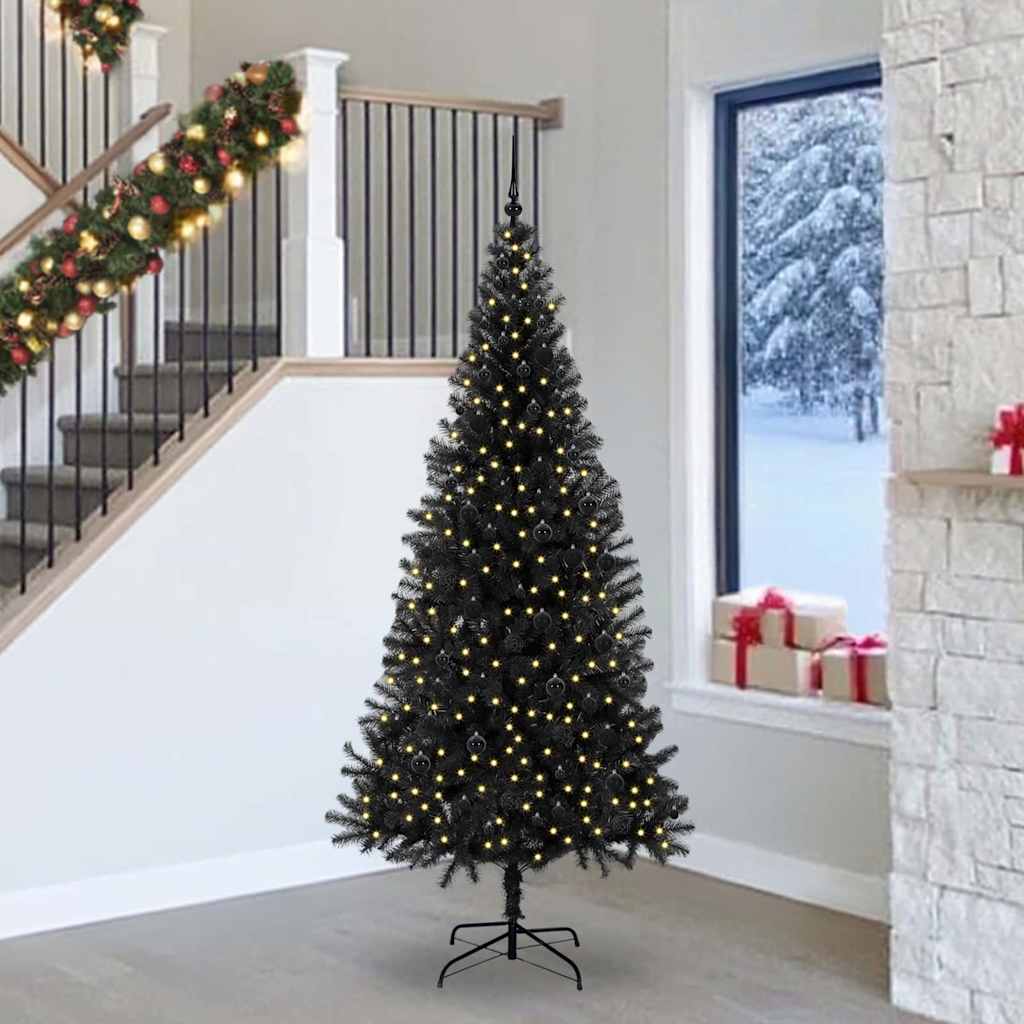 vidaXL Christmas Tree with 300 LEDs with Stand Black 240 cm PVC