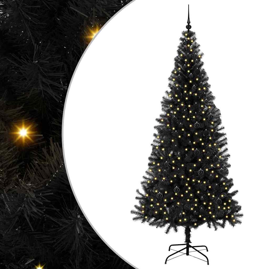 vidaXL Christmas Tree with 300 LEDs with Stand Black 240 cm PVC