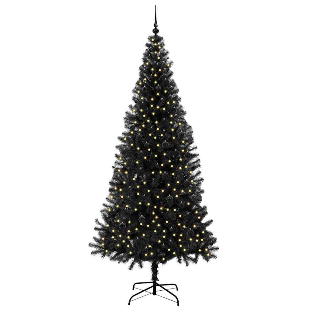 vidaXL Christmas Tree with 300 LEDs with Stand Black 240 cm PVC