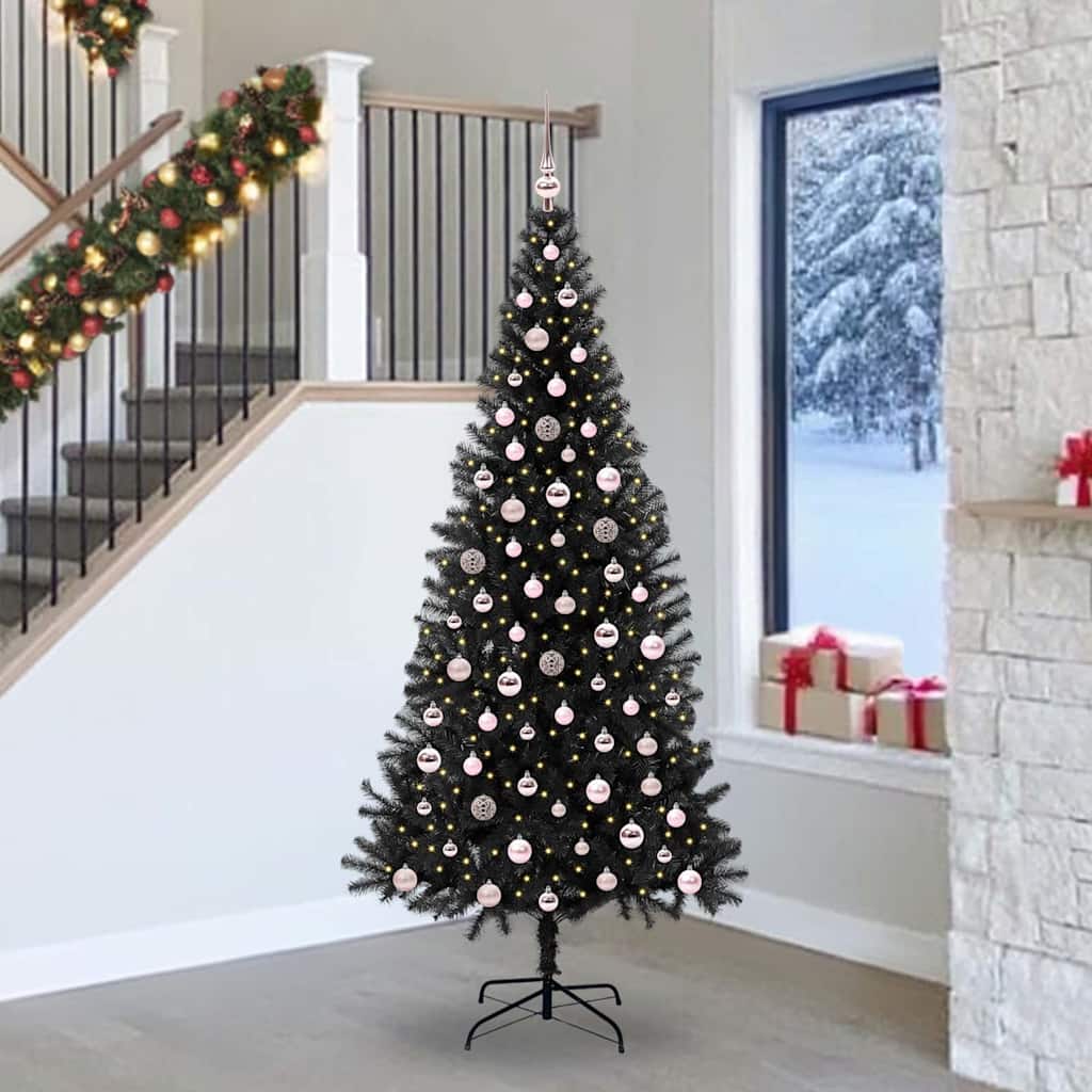vidaXL Christmas Tree with 300 LEDs with Stand Black 240 cm PVC