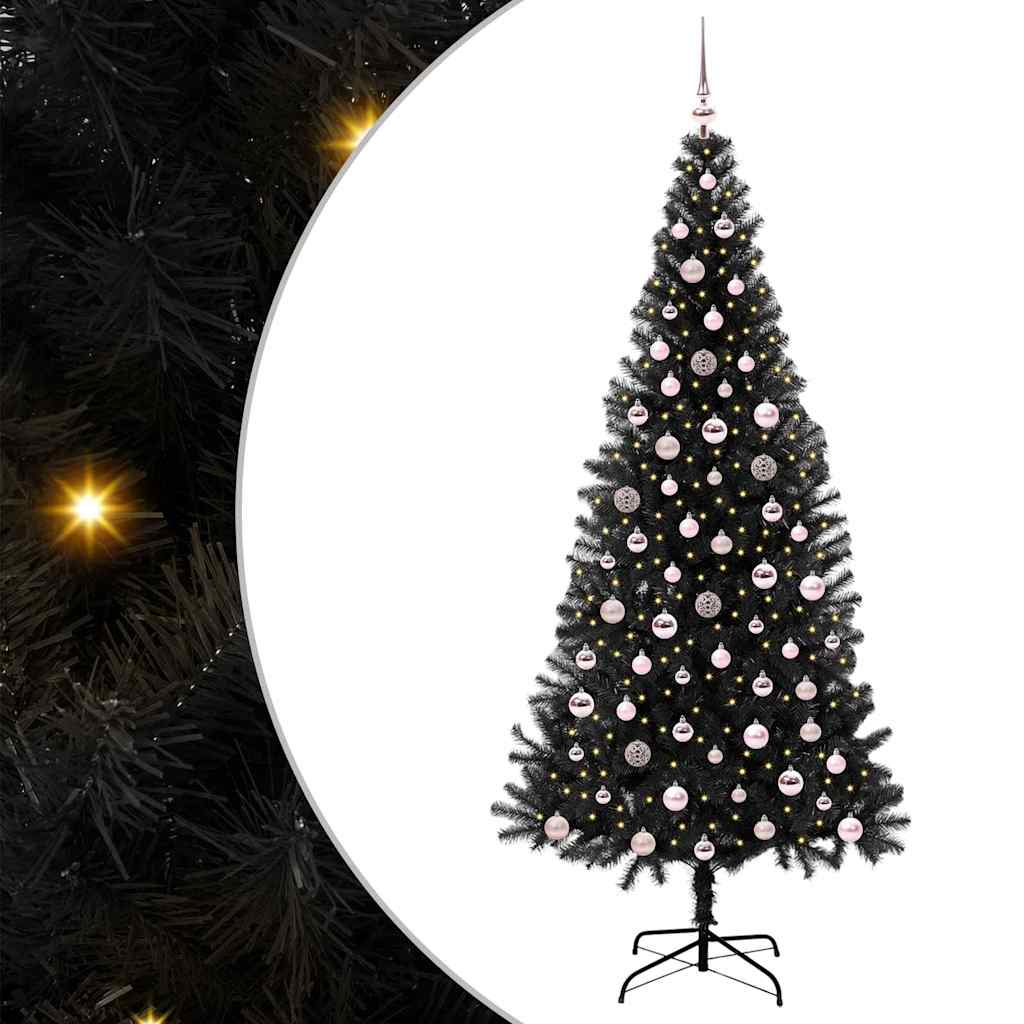 vidaXL Christmas Tree with 300 LEDs with Stand Black 240 cm PVC