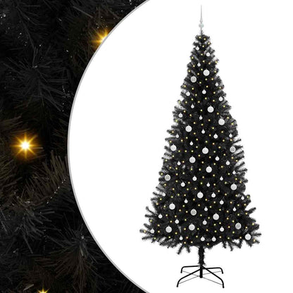 vidaXL Christmas Tree with 300 LEDs with Stand Black 240 cm PVC