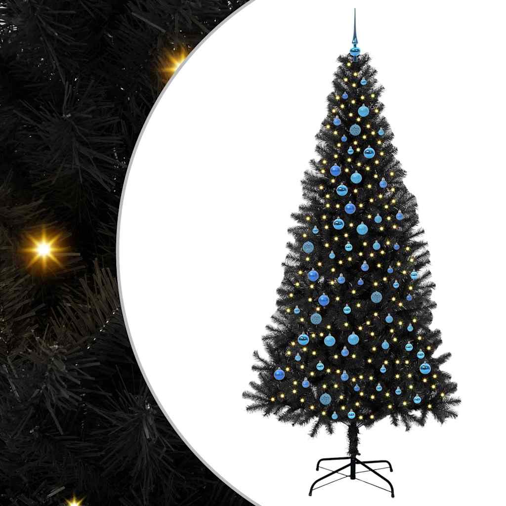 vidaXL Christmas Tree with 300 LEDs with Stand Black 240 cm PVC