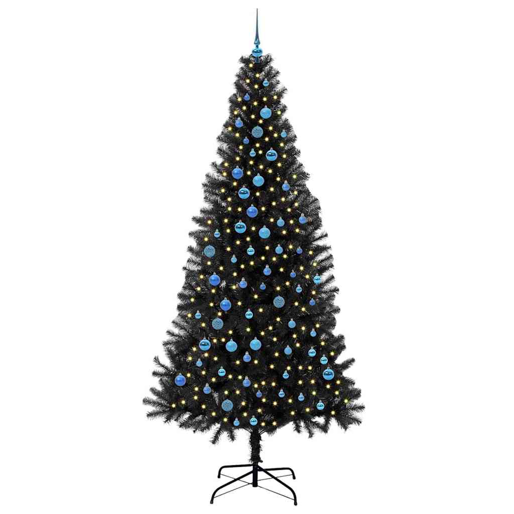 vidaXL Christmas Tree with 300 LEDs with Stand Black 240 cm PVC