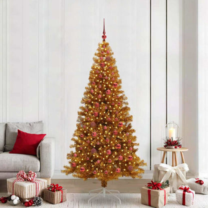 vidaXL Christmas Tree with LED Light Gold 210 cm PET and Steel