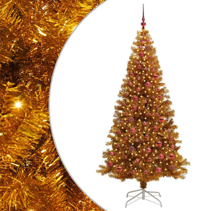 vidaXL Christmas Tree with LED Light Gold 210 cm PET and Steel