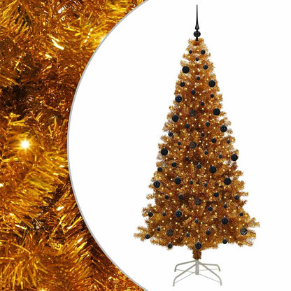 vidaXL Christmas Tree with LED Light Gold 210 cm PET and Steel