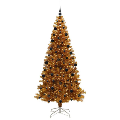 vidaXL Christmas Tree with LED Light Gold 210 cm PET and Steel