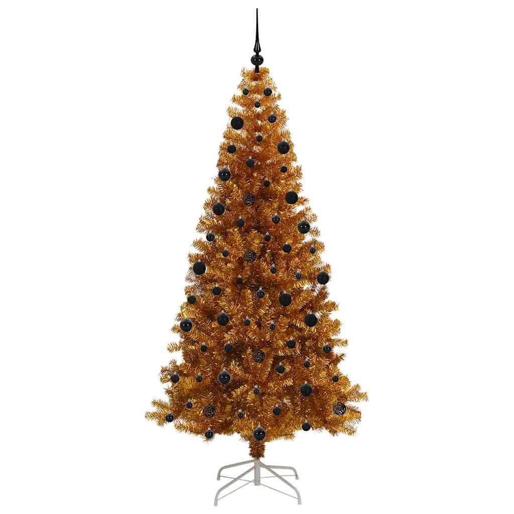 vidaXL Christmas Tree with LED Light Gold 210 cm PET and Steel