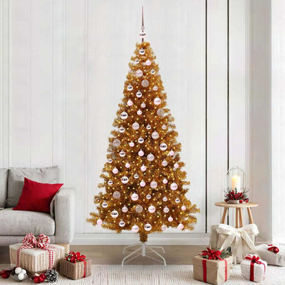 vidaXL Christmas Tree with LED Light Gold 210 cm PET and Steel