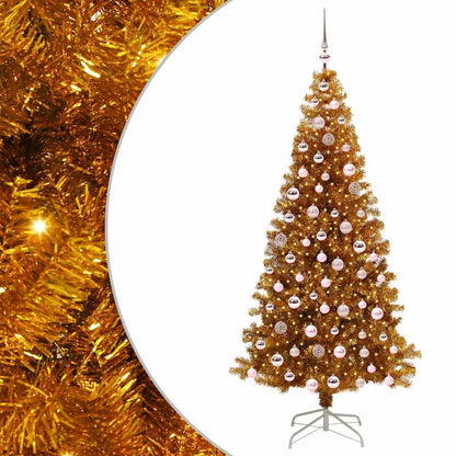 vidaXL Christmas Tree with LED Light Gold 210 cm PET and Steel