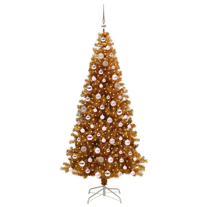 vidaXL Christmas Tree with LED Light Gold 210 cm PET and Steel