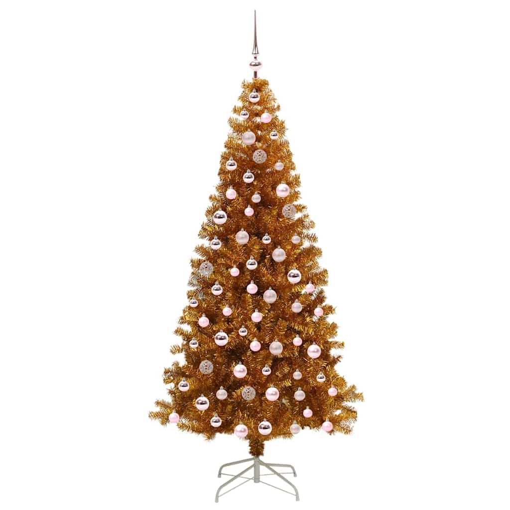 vidaXL Christmas Tree with LED Light Gold 210 cm PET and Steel
