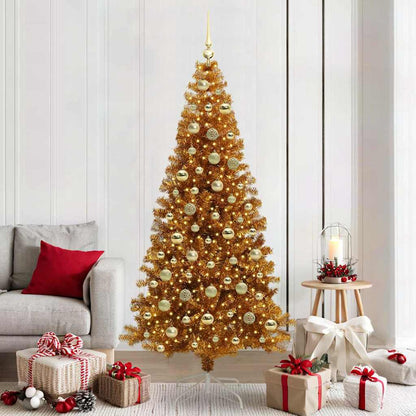 vidaXL Christmas Tree with LED Light Gold 210 cm PET and Steel