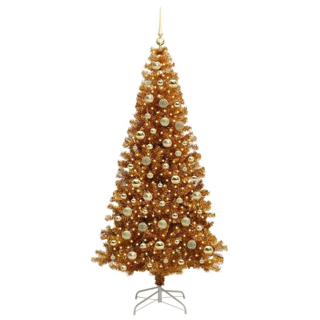 vidaXL Christmas Tree with LED Light Gold 210 cm PET and Steel