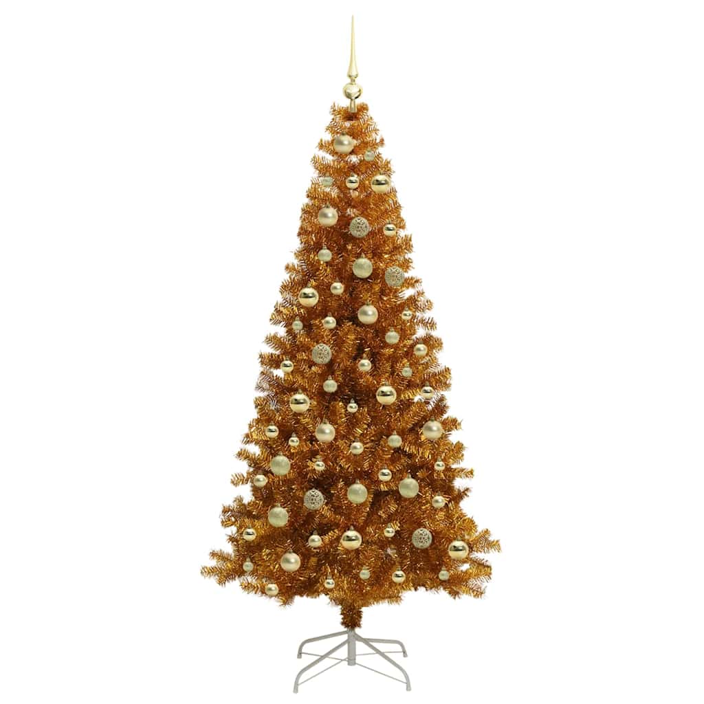 vidaXL Christmas Tree with LED Light Gold 210 cm PET and Steel