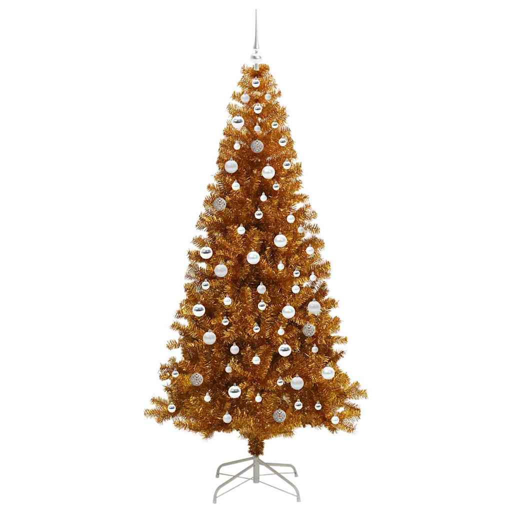 vidaXL Christmas Tree with LED Light Gold 210 cm PET and Steel