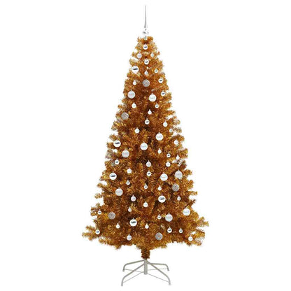 vidaXL Christmas Tree with LED Light Gold 210 cm PET and Steel