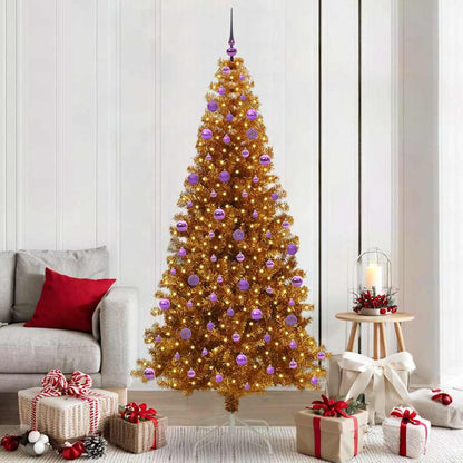 vidaXL Christmas Tree with LED Light Gold 210 cm PET and Steel