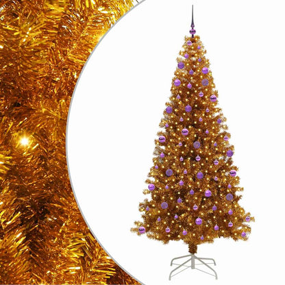 vidaXL Christmas Tree with LED Light Gold 210 cm PET and Steel