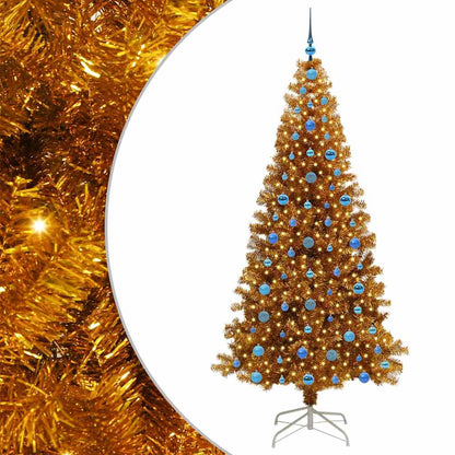 vidaXL Christmas Tree with LED Light Gold 210 cm PET and Steel