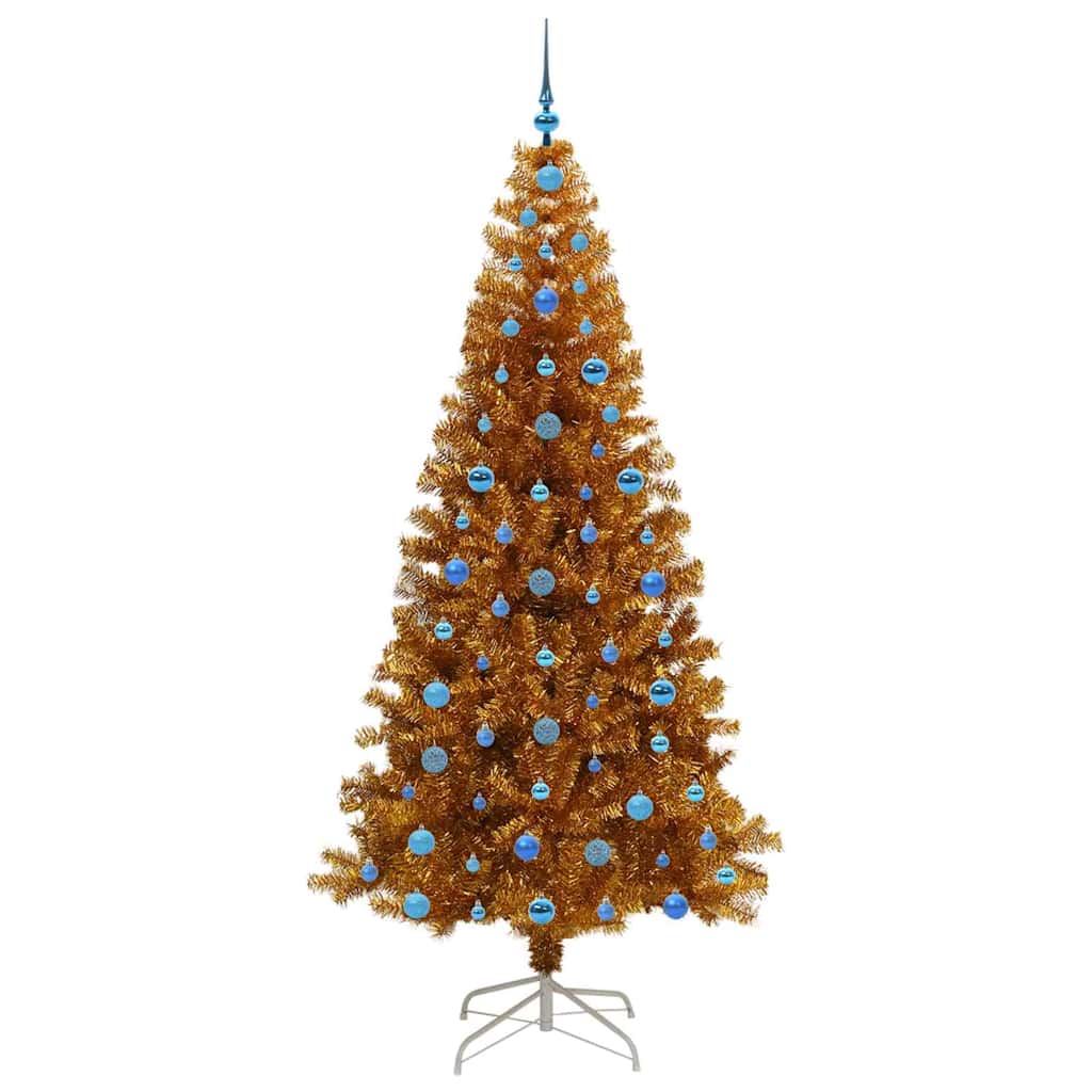 vidaXL Christmas Tree with LED Light Gold 210 cm PET and Steel