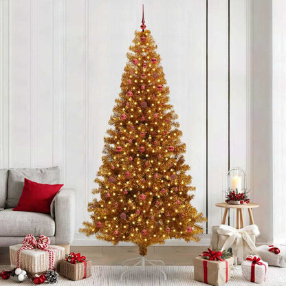vidaXL Christmas Tree with LED Light Gold 240 cm PET and Steel