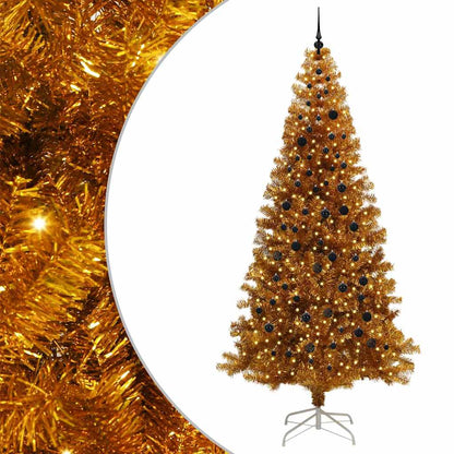 vidaXL Christmas Tree with LED Light Gold 240 cm PET and Steel