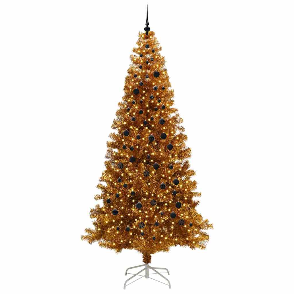 vidaXL Christmas Tree with LED Light Gold 240 cm PET and Steel