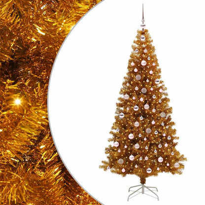 vidaXL Christmas Tree with LED Light Gold 240 cm PET and Steel