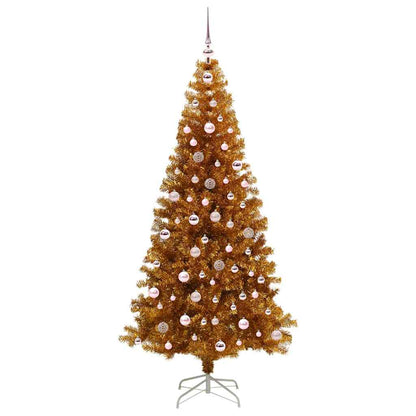 vidaXL Christmas Tree with LED Light Gold 240 cm PET and Steel