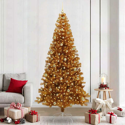 vidaXL Christmas Tree with LED Light Gold 240 cm PET and Steel