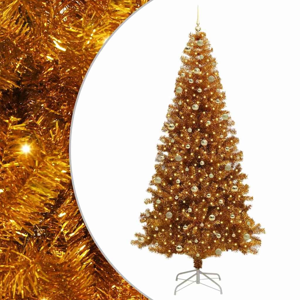 vidaXL Christmas Tree with LED Light Gold 240 cm PET and Steel