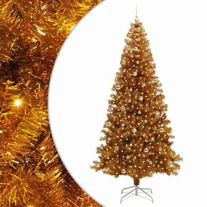 vidaXL Christmas Tree with LED Light Gold 240 cm PET and Steel