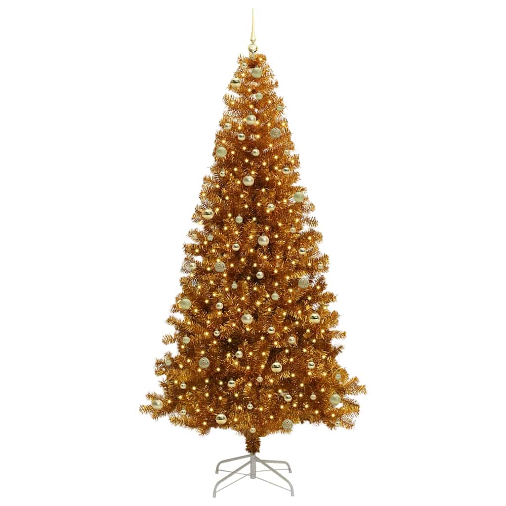vidaXL Christmas Tree with LED Light Gold 240 cm PET and Steel