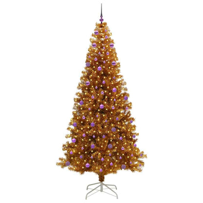 vidaXL Christmas Tree with LED Light Gold 240 cm PET and Steel