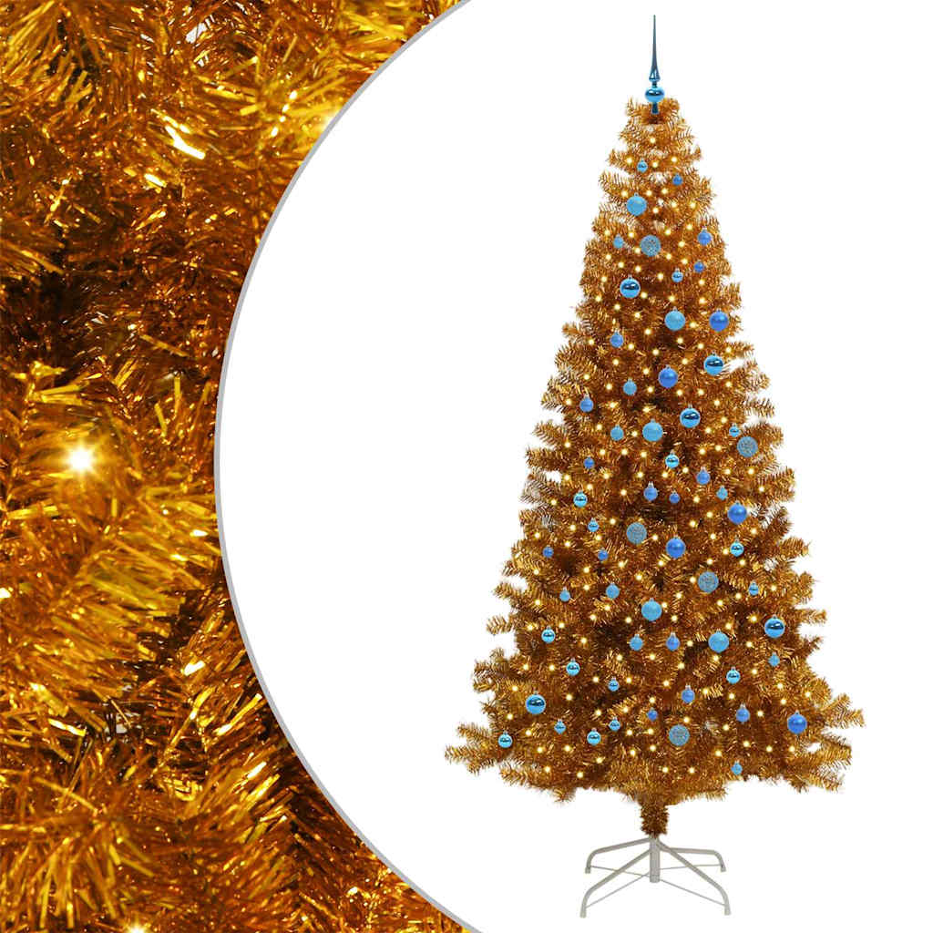 vidaXL Christmas Tree with LED Light Gold 240 cm PET and Steel