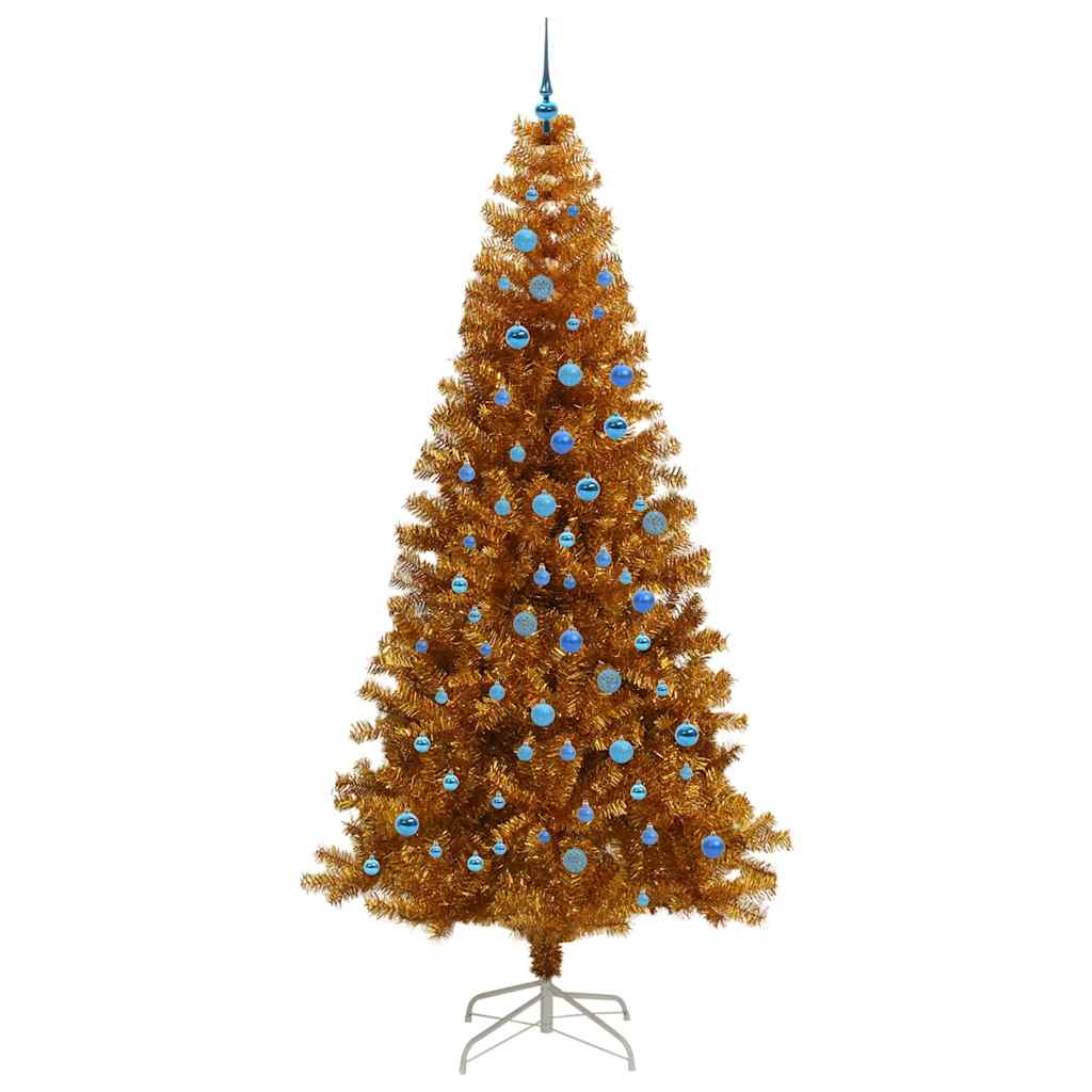 vidaXL Christmas Tree with LED Light Gold 240 cm PET and Steel
