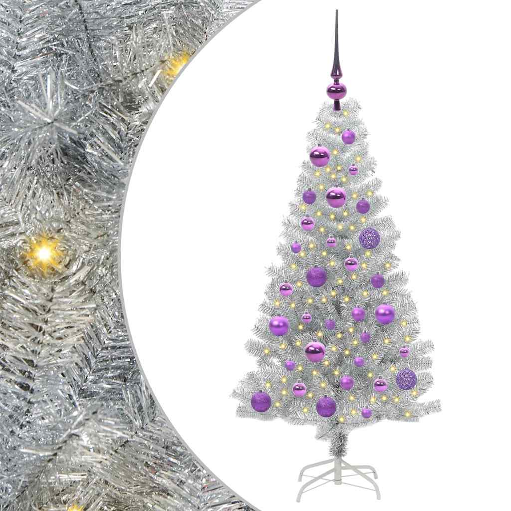 vidaXL Christmas Tree Silver 120 cm PET