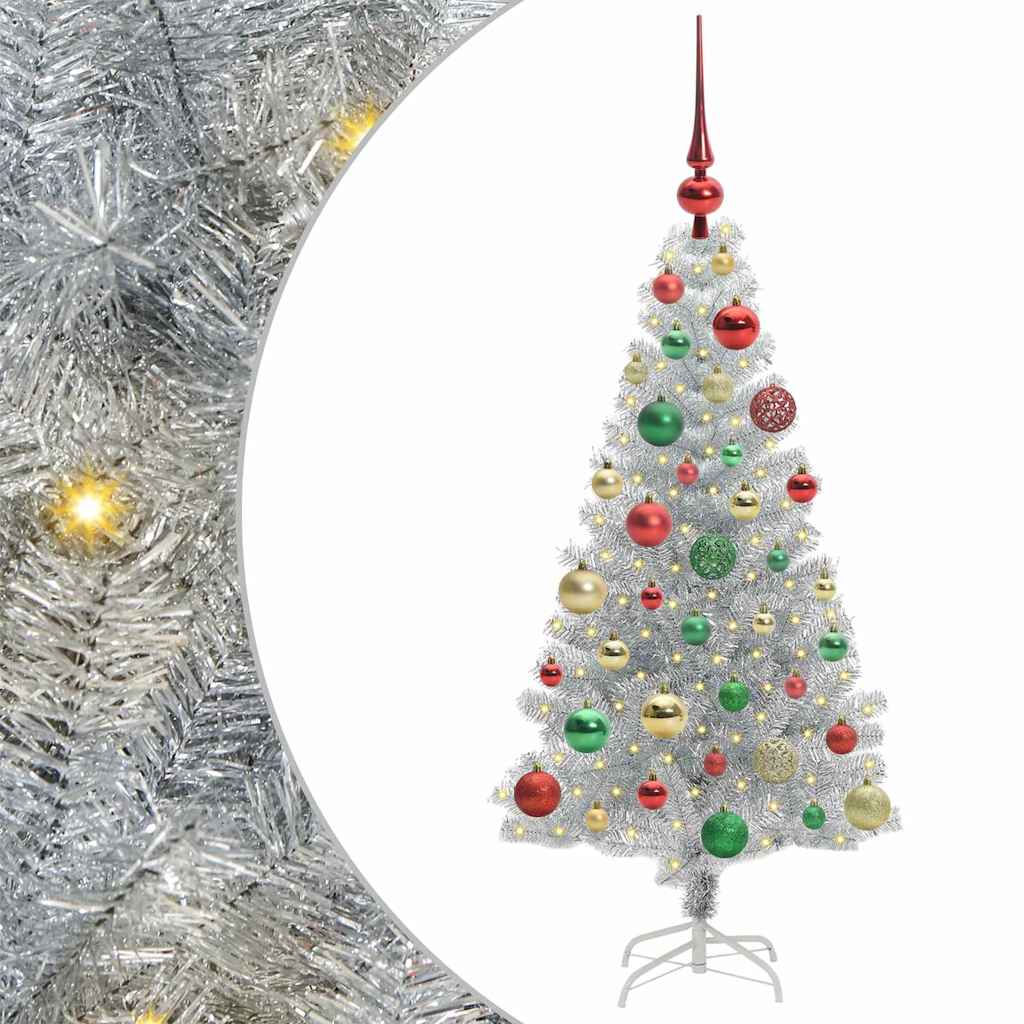 vidaXL Christmas Tree Silver 120 cm PET