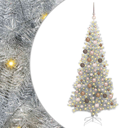 vidaXL Christmas Tree with LED Light Silver 180 cm PET and Steel