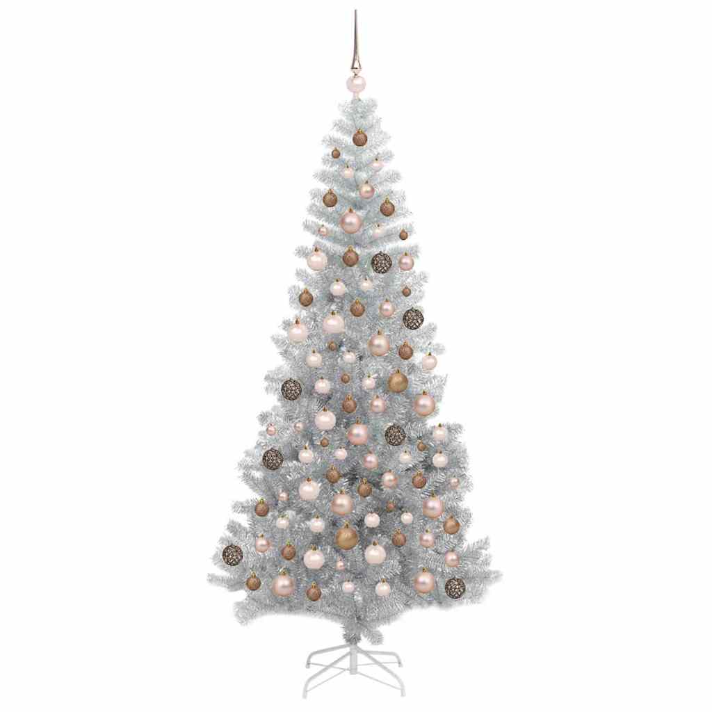 vidaXL Christmas Tree with LED Light Silver 180 cm PET and Steel