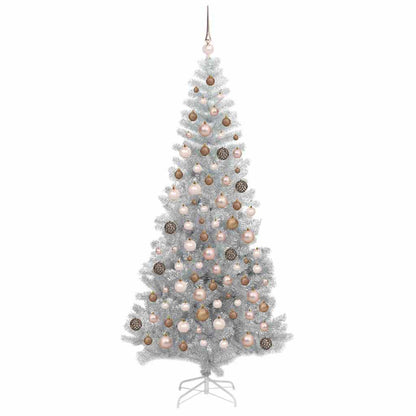 vidaXL Christmas Tree with LED Light Silver 180 cm PET and Steel